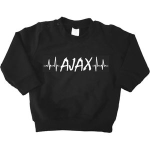 Mooie Baby Trui Sweater ""Hartslag AJAX"" Amsterdam Zwart/wit Met Lange Mouwen Warm Maat 98 Unisex