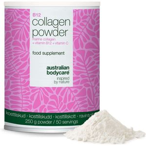 Collageen poeder met vitamine C & B12 – 250g marien — Collageen poeder voor dagelijks gebruik in voeding of drank. Met marien collageen, vitamine C en vitamine B12.