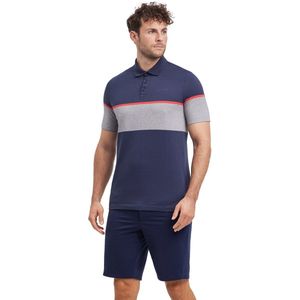 FALKE Golf Block Stripe vochtregulerend katoen functioneel materiaal shirt met korte mouwen heren blauw - maat L