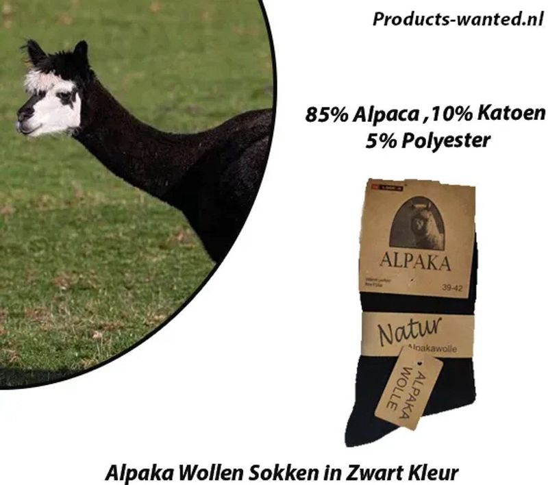 Alpaka - Alpaka Wollen Sokken - Zwart - 6-Paar