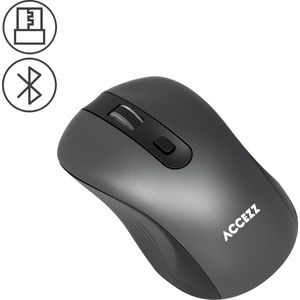 Accezz Draadloze Muis - Geschikt voor Laptop & Computer - Bluetooth & USB-A - Links- en Rechtshandig - Stille Muis - Grijs