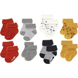 Noppies - 8 paar sokjes - In Cadeaudoosje - Ginger - Grijs - Snow - Oker - 3-6 Maanden - Geschenkverpakking - Cadeauverpakking - Babysokjes - Maat 62-68