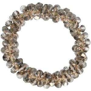Haarsoires Haarelastiek – Bedekt met Facetkralen – Transparant Grijs
