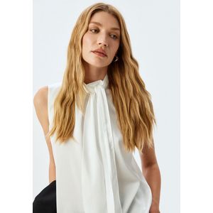 Mouwloos Sjaal kraag Satinbluse