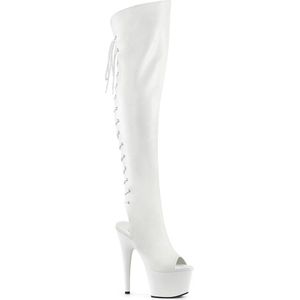 Pleaser - ADORE-3019 Plateau Overknee Laarzen - US 6 - 36 Shoes - Wit