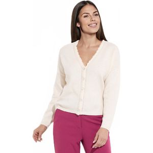 Vest met V-hals en knopen in tricot, opengewerkt en macramé