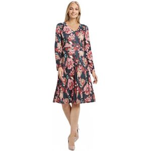 Korte jurk met bloemenprint en V-hals