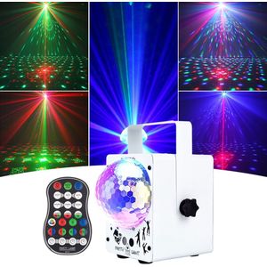 YPE® x YourPartyEquipment - Discolamp - Party Lights - Disco licht - Party Laser - Mini 2 in 1 Disco Lamp - LED's, Lasers en Stroboscoop effect - Afstand bestuurbaar en Geluid gestuurd