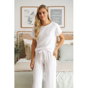Doctor Nap Pyjama Dames Volwassenen Mousseline | Korte Mouw Lange Broek | Milk PM.5319 40 / L