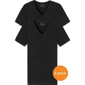 SCHIESSER 95/5 T-shirts (2-pack) - V-hals - zwart - Maat: L