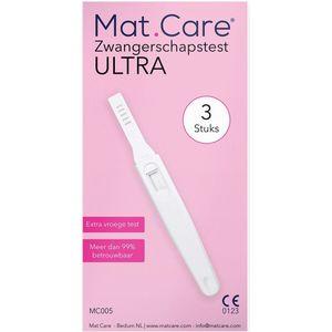 Mat Care zwangerschapstest Ultra - extra gevoelig - vroege zwangerschapstesten - 3 testen