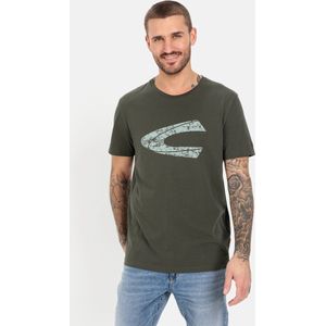 camel active T-shirt met print van duurzame organic cotton - Maat menswear-XXL - donkergroen