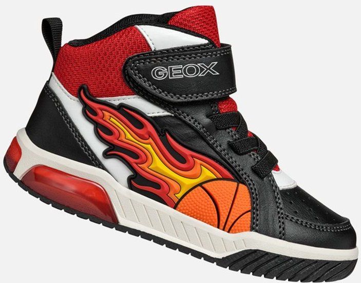 Geox - Inek - Sneakers - Zwart en Rood - Met Verlichting