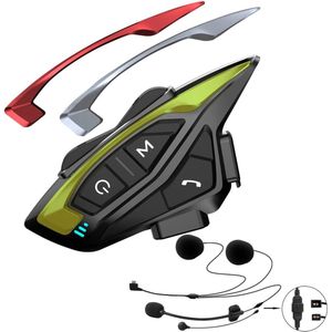 White-Label® Motorhelm Headset - Intercom - Bluetooth -Zwart met geelgroen