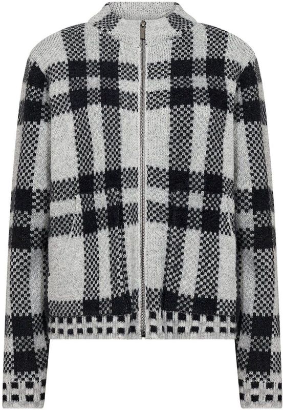 Soyaconcept - Gebreid Vest - Grijs/Zwart - Lange Mouw - Normale Pasvorm