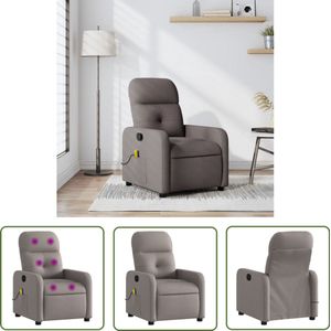 vidaXL Lounge Stoel - Massagestoel - Massagestoel verstelbaar stof taupe - Relaxstoel - Ergonomische Stoel - Elektrische Massage