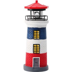Vuurtorenlicht zonne-led tuin - decoratie hek - rood blauw wit .