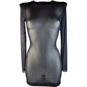 BamBella® - Jurk - Maat Onesize - Super stretch Doorzichtig zwart kant