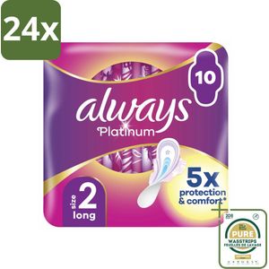 Always Platinum - Maandverband - Maat 2 - Long - 10 Pads - Voordeelverpakking - 24 stuks - Langdurige bescherming - Maandbloeding