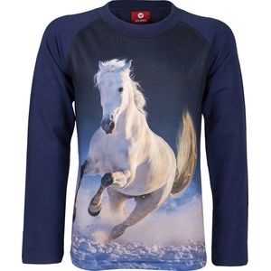 Red Horse Shirt Pixel Kids Donkerblauw - 128