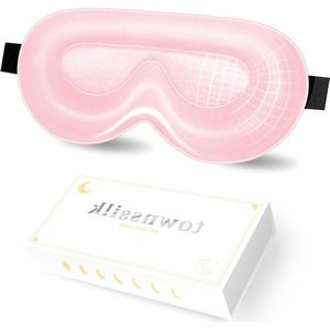 3D-slaap-oogmasker dubbelzijdige 19 mm luxe moerbeizijde roze verstelbare schouderriem