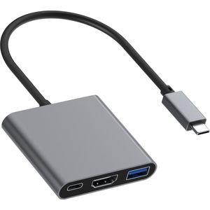 USB-C naar HDMI Adapter - 3-in-1 Converter - 4K Beeld - Voor Monitor & Beamer - Plug & Play - V