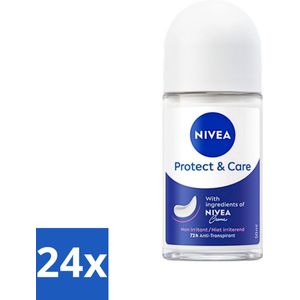 24 x Nivea - Deodorant - Roller - Protect & Care - 48 Uur Lang Werkend - 50 ml - NIVEA Deodorant - Anti-transpirant - 48 Uur Bescherming - Deodorant Roller - Alcoholvrij