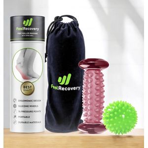 Set Voetmassage Roller voor Plantaire Fasciitis + Egelbal Massagebal voor Triggerpoints - Acupressuur Kit voor Voet, Hiel, Benen, Rug, Cellulitis & Pijnbestrijding (Roze)