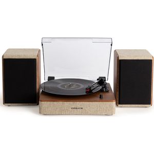 CRETAE - Platenspeler met 2 externe luidsprekers, Bluetooth en RCA-uitgang - RECORD PLAYER PRO
