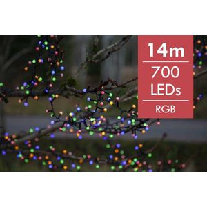 Kerstboomverlichting LED Multi Berry mini 14 meter -div lichtstanden -700 lampjes -Ook geschikt voor buiten  -lichtkleur: RGB -met stekker -Kerstdecoratie