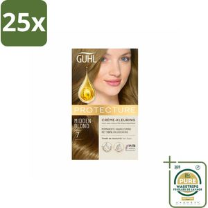 25 x Guhl - Crème-kleuring - No. 7 Middenblond Beschermend - Haarverf - Grootverpakking - Crèmekleuring - Middenblond - Haarverf - Grijsdekking - Beschermend Haarverf