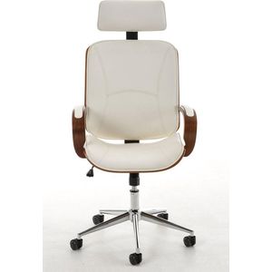 Bureaustoel - Bureaustoel voor volwassenen - Hoofdsteun - Hout - Wit - 70x70x125 cm