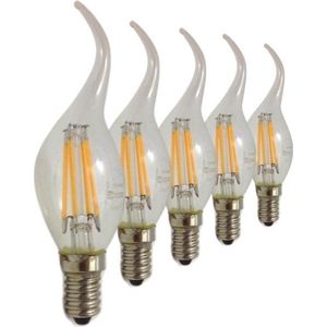 Gloeilamp E14 LED Flame Filament 6W 220V 360 ° (5 stuks) - Koel wit licht - Overig - Pack de 5 - Wit Froid 6000K - 8000K - SILUMEN