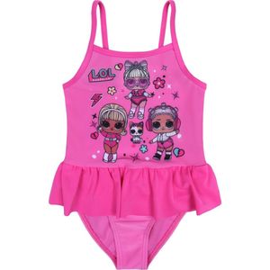 Eendelig, donkerroze badpak met ruche L.O.L. SURPRISE!
