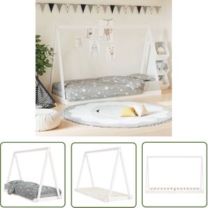 The Living Store Kinderbedframe 80x200 cm massief grenenhout wit - Kinderbed - Kidsbed - Tipitent - Houten Bed - Grenenhouten Bed