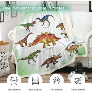Beddengoed Sherpa Deken Flanel Microvezel Dinosaurus