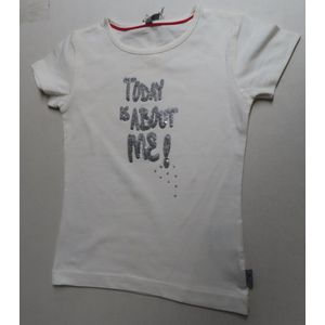 T shirt met korte mouw - Meisjes - Wit - Pailletten - Tekst - 6 / 7 jaar 116 / 122