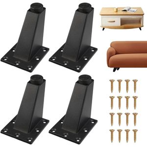 Sofa Furniture Legs Black 4 Pcs - 8 cm Triangular Cabinet Legs with Adjustable Metal Legs and Screws for Coffee Table, Bed, and Chest of Drawers