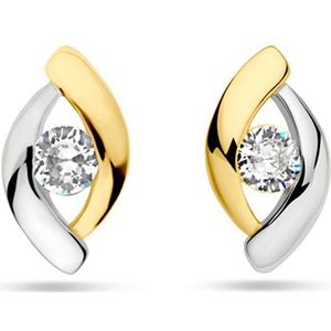 Zilver - Oorknopjes - Verguld - Geel/Rhodium - Zirkonia - 1 Micron