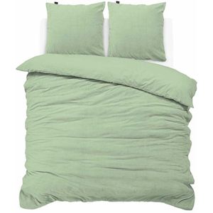 iSleep Dekbedovertrek Teddy Fleece - Eenpersoons - 140x200/220 cm - Licht Groen