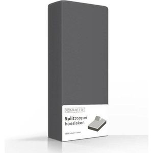 Romanette - Hoeslaken - Antraciet - Katoen - Geschikt voor Split Topper