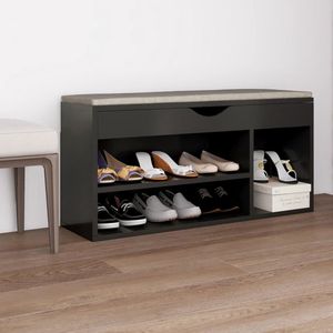 The Living Store Schoenenbank - grijs - 104 x 30 x 49 cm - opbergbank