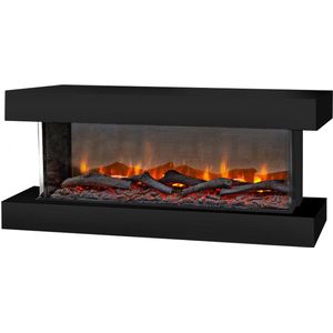 Xaralyn Elektrische wandhaard - Disegno 90SB - zwart hout - 1400 Watt verwarming - met afstandsbediening - 3-zijdige elektrische haard - sfeerhaard