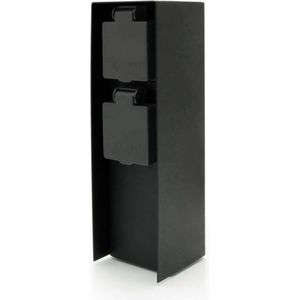 Tuinstekkerdoos van roestvrij staal IP44 voor buiten - zwart - 2 stopcontacten LED universum