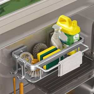 JGS ® Ruimtebesparende Keuken- en Badkamerorganizer met Handdoekhouder en Flexibele Haken, Zonder Boren