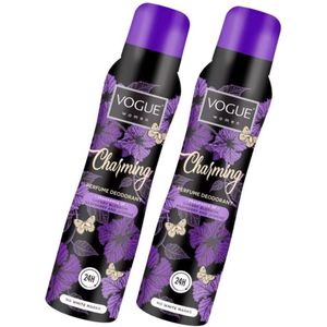 Vogue Charming Parfum Deodorant - Spray - 2 x 150 ml - Heerlijke Geur van Japanse Kersenbloesem Framboos en Jasmijn