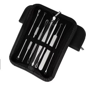 Scoby - Mee-eters Set - Acne Verwijderen - RVS Blackhead Killer - 8-delig - Mee-eters Verwijderen - Incl. Etui