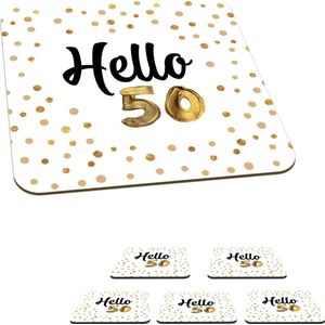 Onderzetters voor glazen - Jubileum - 50 jaar versiering - Confetti - 10x10 cm - Glasonderzetters - 6 stuks