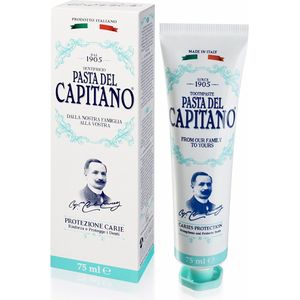 Pasta del Capitano 1905 - Caries Protection - de ideale oplossing tegen tandplak en gaatjes en houdt het tandglazuur mooi. Het bevat Sulfetal ZN® met antibacteriële werking