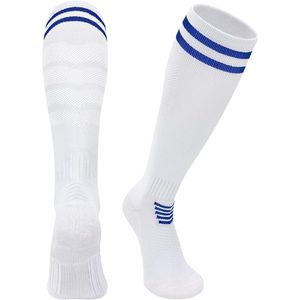 1 paar - Dikke lange sokken met badstof onderkant - Professioneel zweetafvoerend en antislip - Kinderen/Jongens/Jeugd honkbal- en softbalsokken - Balsportaccessoires - Wit+Blauw, Maat M